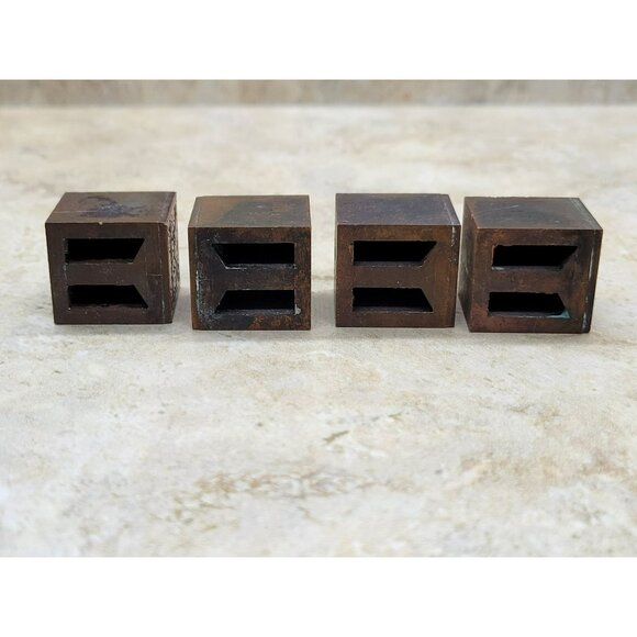 Antique Copper Capital Letter B A R E Printing Block Set of 4 Blocks Art Nouveau - Picture 7 of 8